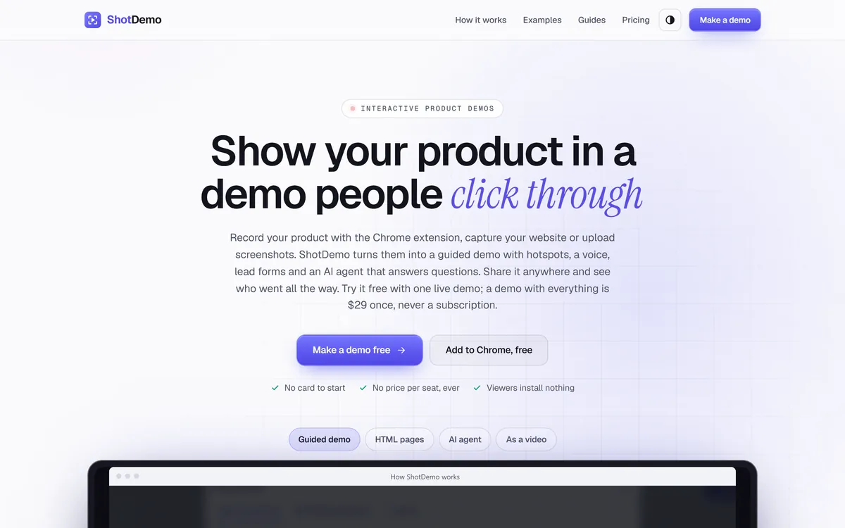 The ShotDemo home page
